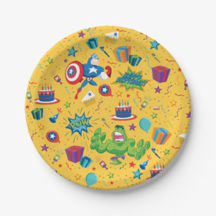Captain America and Hulk Birthday Celebration Paper Plate