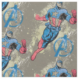 Captain America Avenger Grunge Graphic Fabric