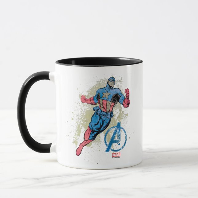 Captain America Avenger Grunge Graphic Mug (Left)