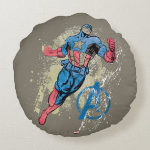 Captain America Avenger Grunge Graphic Round Pillow