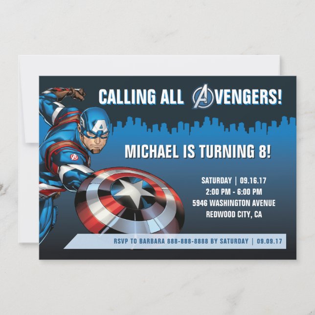 Captain America Birthday Invitation (Front)