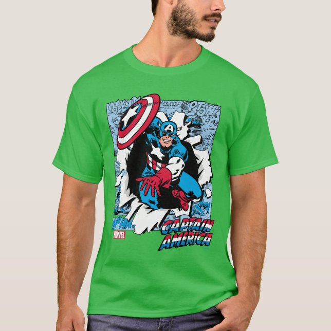 Captain America Comic Panels funny T-Shirt (Front)