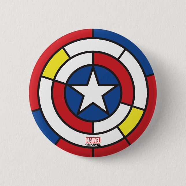 Captain America De Stijl Abstract Shield 2 Inch Round Button (Front)