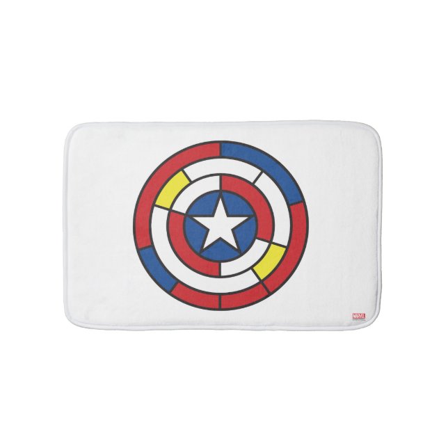 Captain America De Stijl Abstract Shield Bath Mat (Front)