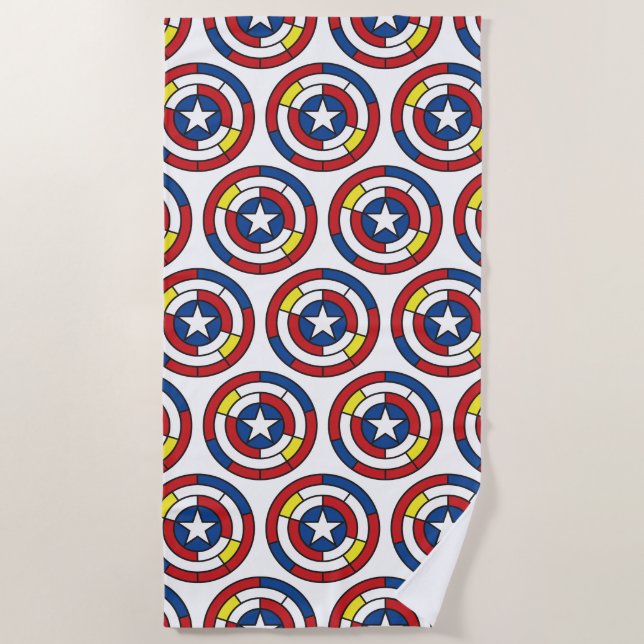 Captain America De Stijl Abstract Shield Beach Towel (Front)