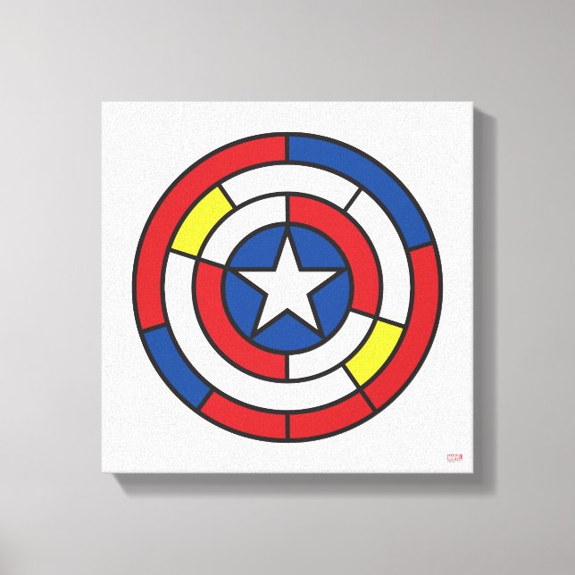 Captain America De Stijl Abstract Shield Canvas Print (Front)