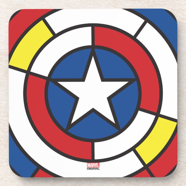 Captain America De Stijl Abstract Shield Coaster (Front)