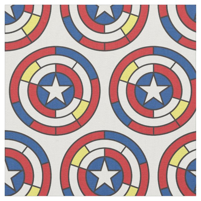 Captain America De Stijl Abstract Shield Fabric (Close Up)