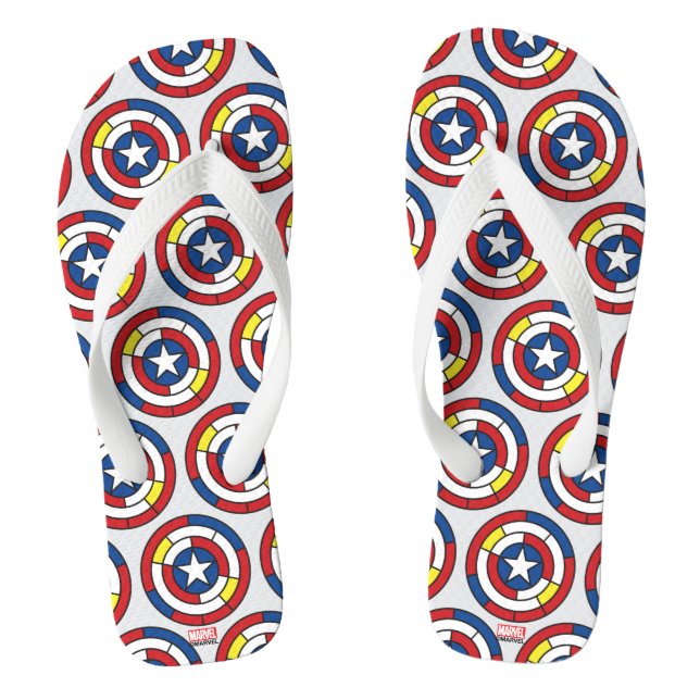 Captain America De Stijl Abstract Shield Flip Flops (Footbed)