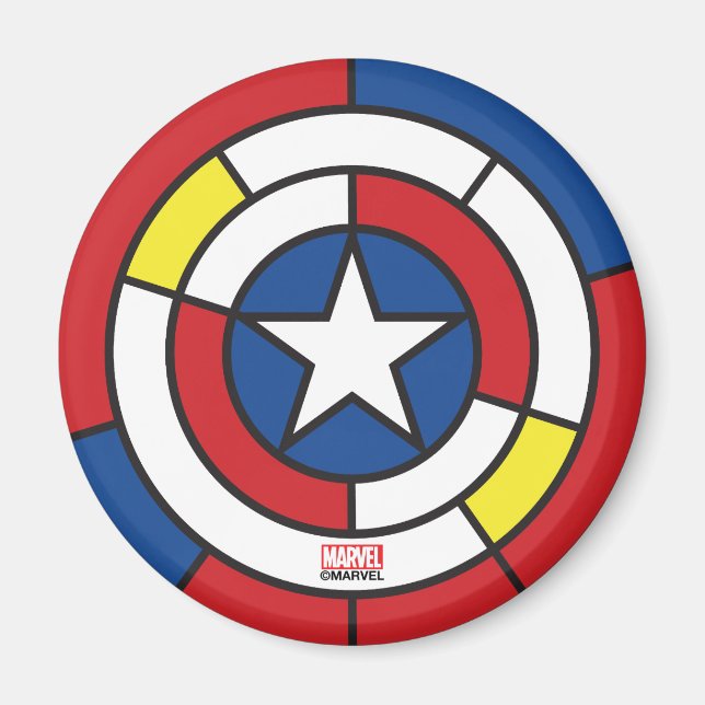 Captain America De Stijl Abstract Shield Magnet (Front)