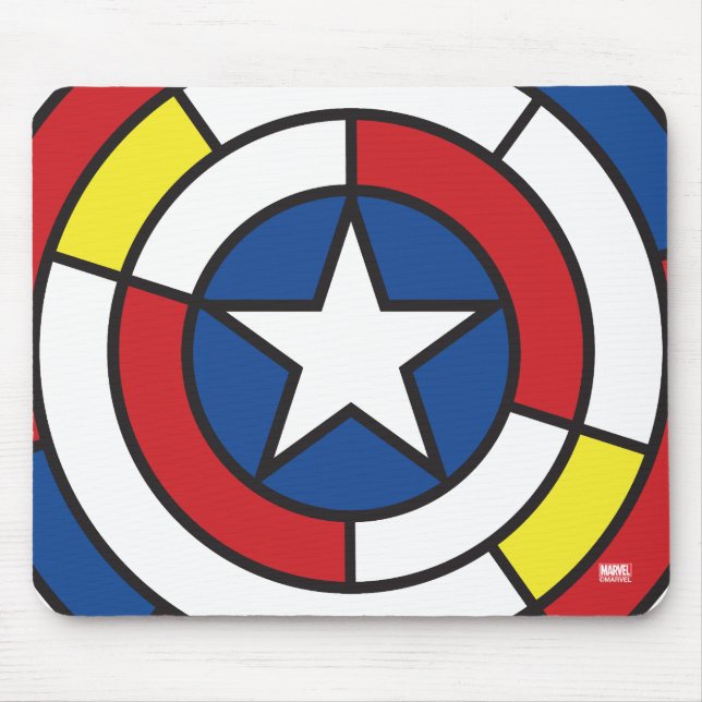 Captain America De Stijl Abstract Shield Mouse Pad (Front)