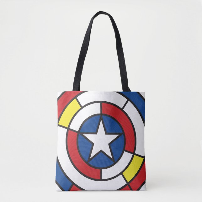 Captain America De Stijl Abstract Shield Tote Bag (Front)