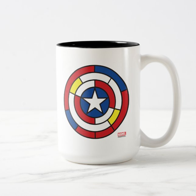 Captain America De Stijl Abstract Shield Two-Tone Coffee Mug (Right)