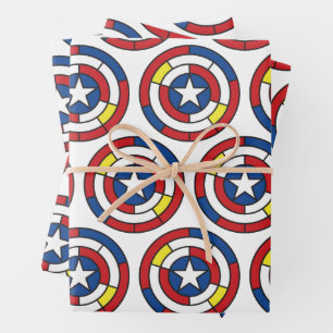 Captain America De Stijl Abstract Shield Wrapping Paper Sheet