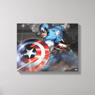 Captain America Deflecting Attack Canvas Print
