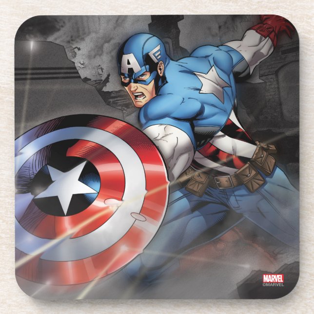 Captain America Deflecting Attack Coaster (Front)