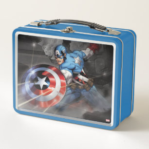 Captain America Deflecting Attack Metal Lunch Box