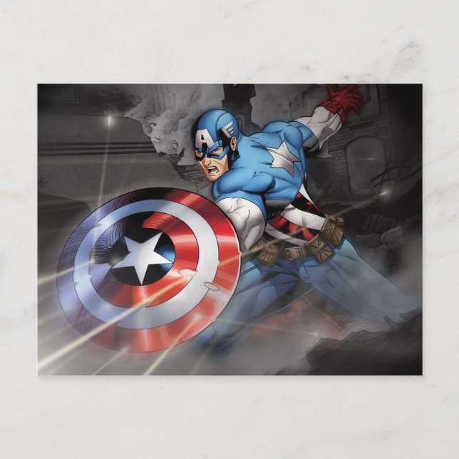 Captain America Deflecting Attack Postcard (Front)