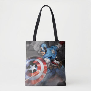 Captain America Deflecting Attack Tote Bag