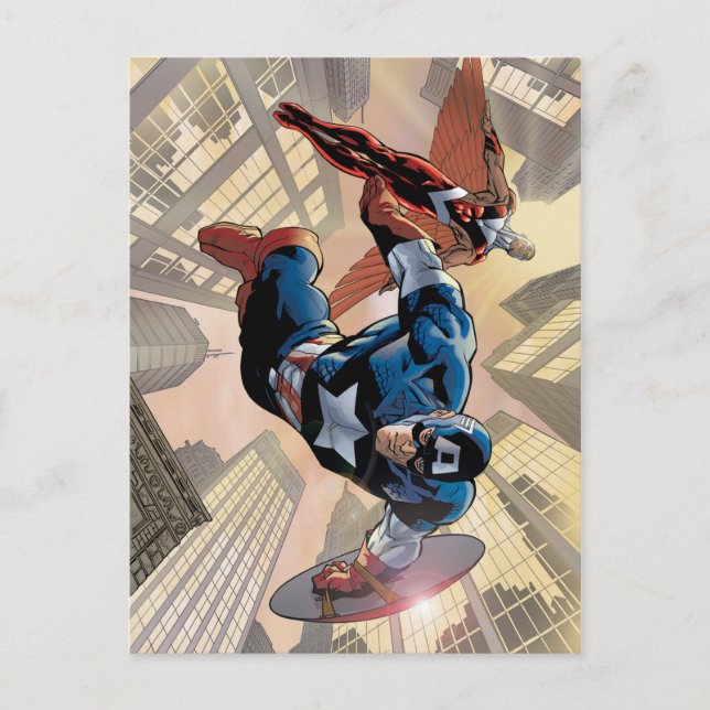 Captain America & Falcon Comic Panel Postcard (Front)
