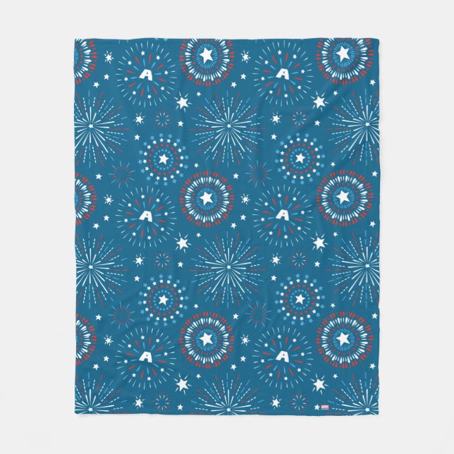 Captain America Fireworks Pattern Fleece Blanket (Front)