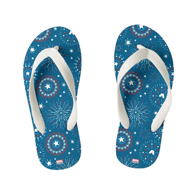 Captain America Fireworks Pattern Kid's Flip Flops (Footbed)