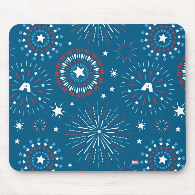 Captain America Fireworks Pattern Mouse Pad (Front)