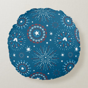 Captain America Fireworks Pattern Round Pillow