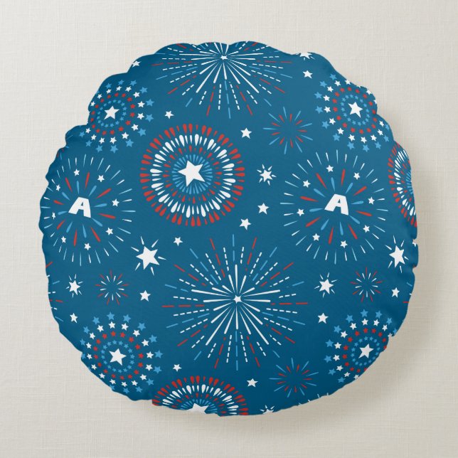 Captain America Fireworks Pattern Round Pillow (Front)