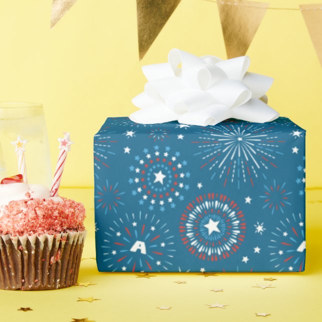 Captain America Fireworks Pattern Wrapping Paper (Birthday Party)