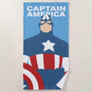 Captain America Flat Color Character Art Beach Towel