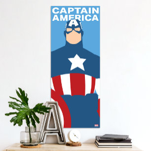 Captain America Flat Color Character Art Poster