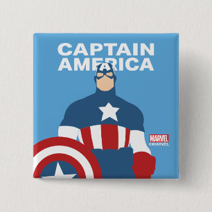 Captain America Flat Colour Character Art 2 Inch Square Button