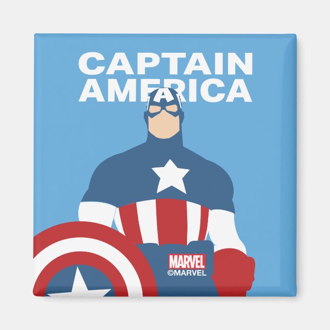 Captain America Flat Colour Character Art Magnet (Front)