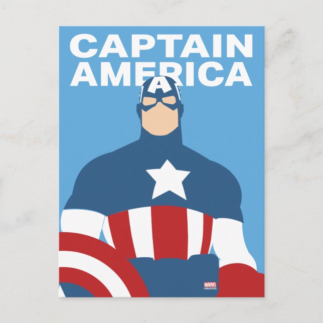 Captain America Flat Colour Character Art Postcard (Front)