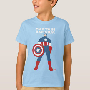 Captain America Flat Colour Character Art T-Shirt