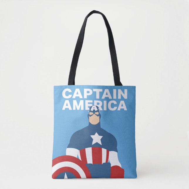 Captain America Flat Colour Character Art Tote Bag (Front)