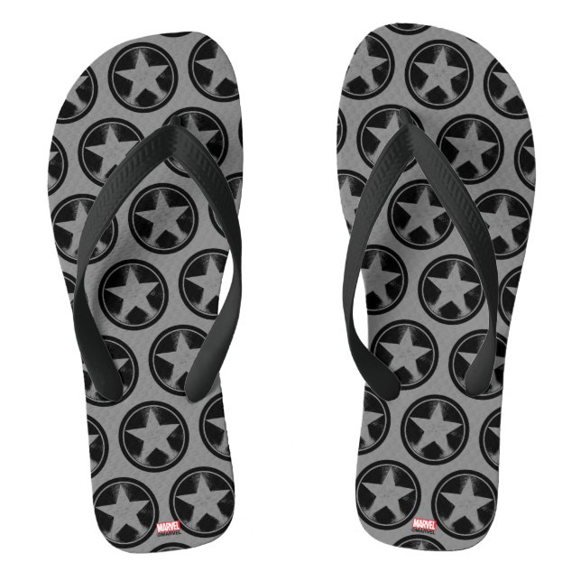 Captain America Grunge Shield Flip Flops (Footbed)