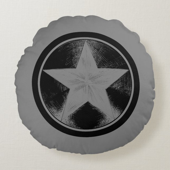 Captain America Grunge Shield Round Pillow (Front)