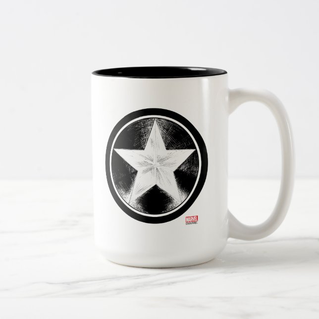 Captain America Grunge Shield Two-Tone Coffee Mug (Right)