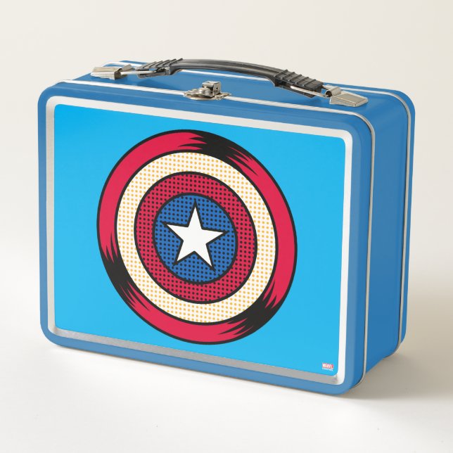 Captain America Halftone Shield Metal Lunch Box (Front)