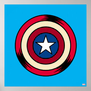 Captain America Halftone Shield Poster
