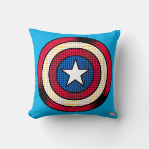 Captain America Halftone Shield Throw Pillow