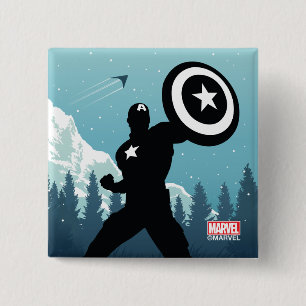 Captain America Heroic Silhouette 2 Inch Square Button