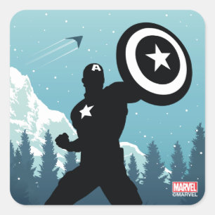 Captain America Heroic Silhouette Square Sticker