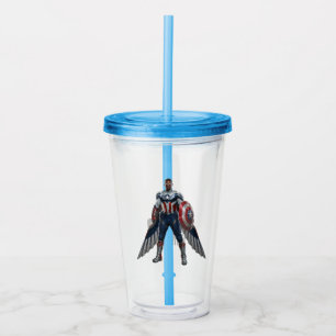 Captain America Holding Shield With Wings Down Acrylic Tumbler