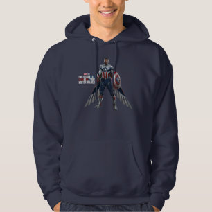 Captain America Holding Shield With Wings Down Hoodie