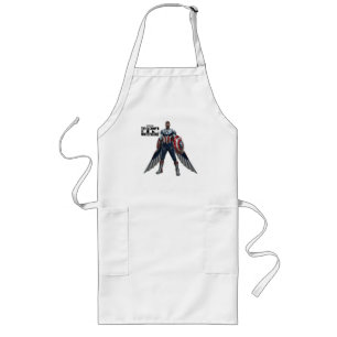 Captain America Holding Shield With Wings Down Long Apron