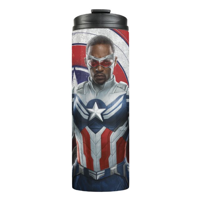 Captain America Holding Shield With Wings Down Thermal Tumbler (Front)