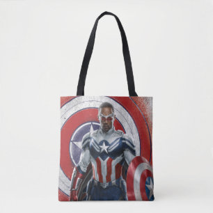 Captain America Holding Shield With Wings Down Tote Bag